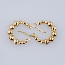 Load image into Gallery viewer, 18K Gold Plated 3/4” Stainless Steel Bead Hoop Earring
