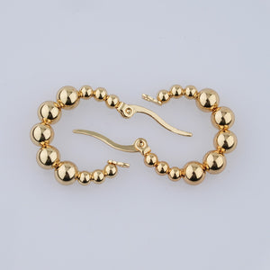 18K Gold Plated 3/4”  Stainless Steel Bead Hoop Earring
