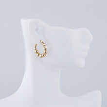 Load image into Gallery viewer, 18K Gold Plated 3/4” Stainless Steel Bead Hoop Earring