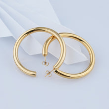 Load image into Gallery viewer, 18K Gold Plated 1” Lightweight Chunky Open Hoops