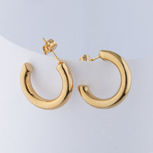 Load image into Gallery viewer, 18K Gold Plated Lightweight Chunky ½” Open Hoops