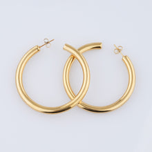 Load image into Gallery viewer, 18K Gold Plated 1” Lightweight Chunky Open Hoops