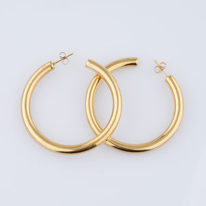 18K Gold Plated 1” Lightweight Chunky Open Hoops