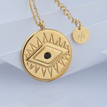 Load image into Gallery viewer, 18k Gold Plated Evil Eye Coin Necklace