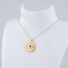 Load image into Gallery viewer, 18k Gold Plated Evil Eye Coin Necklace
