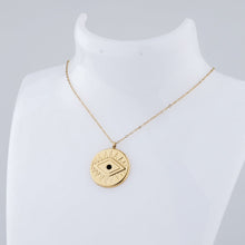 Load image into Gallery viewer, 18k Gold Plated Evil Eye Coin Necklace