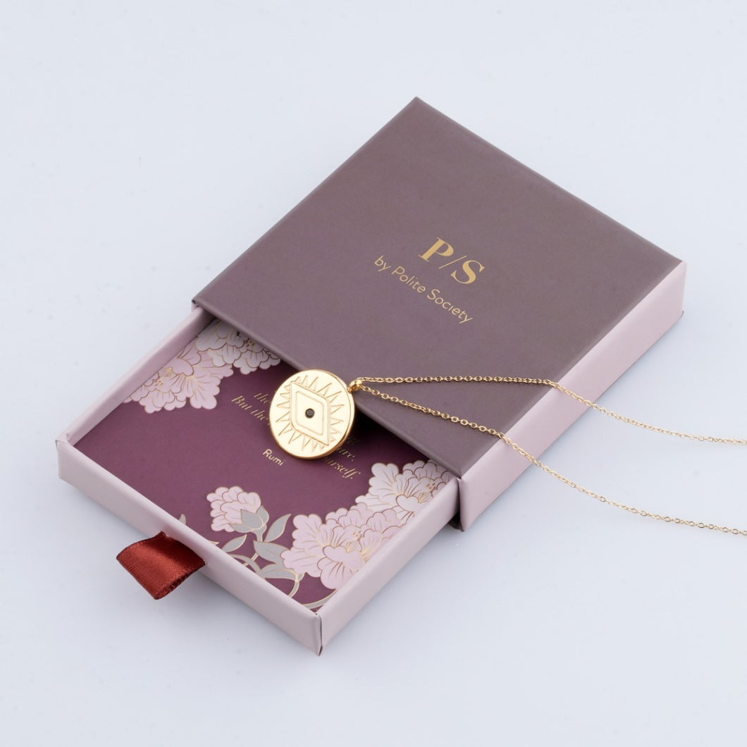 18k Gold Plated Evil Eye Coin Necklace