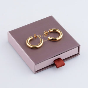 18K Gold Plated 2” Lightweight Chunky Open Hoops