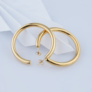18K Gold Plated 1” Lightweight Chunky Open Hoops