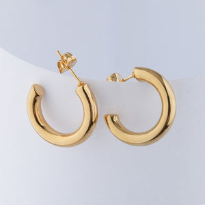 18K Gold Plated 2” Lightweight Chunky Open Hoops