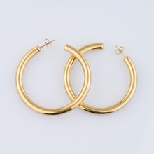 Load image into Gallery viewer, 18K Gold Plated 1” Lightweight Chunky Open Hoops
